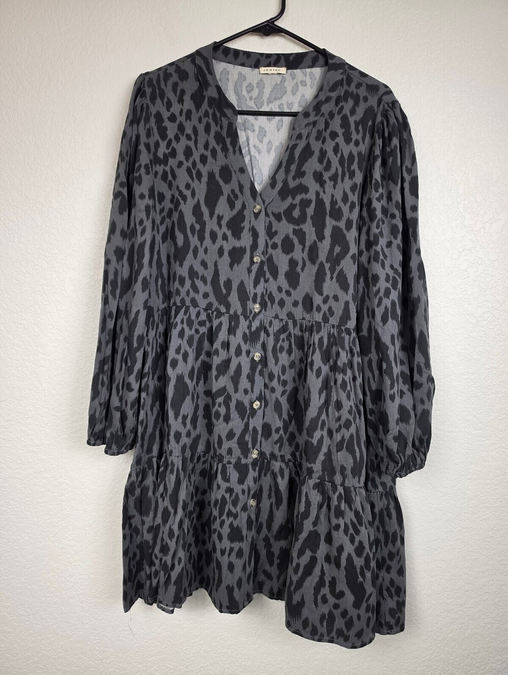 Anthropologie Jodifl Grey Leopard Print Rayon Dress Medium